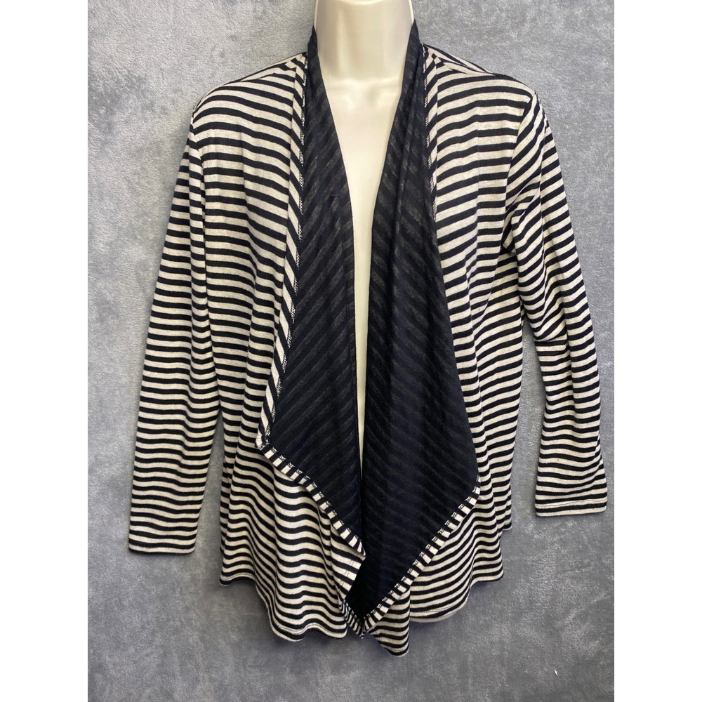 Hanger 55 Womens Striped‎ Waterfall Cardigan Black White Size L